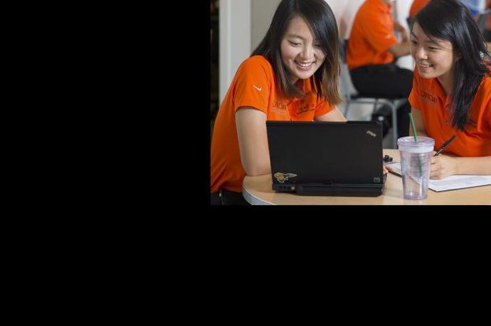 Two PharmD students with laptops